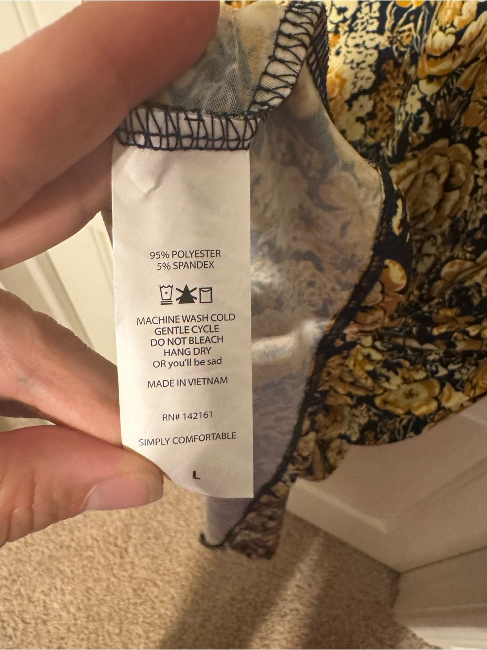LuLaRoe Carly High-Low Dress Blue and Gold Floral Print Sz Large Super Stretch - Picture 7 of 9